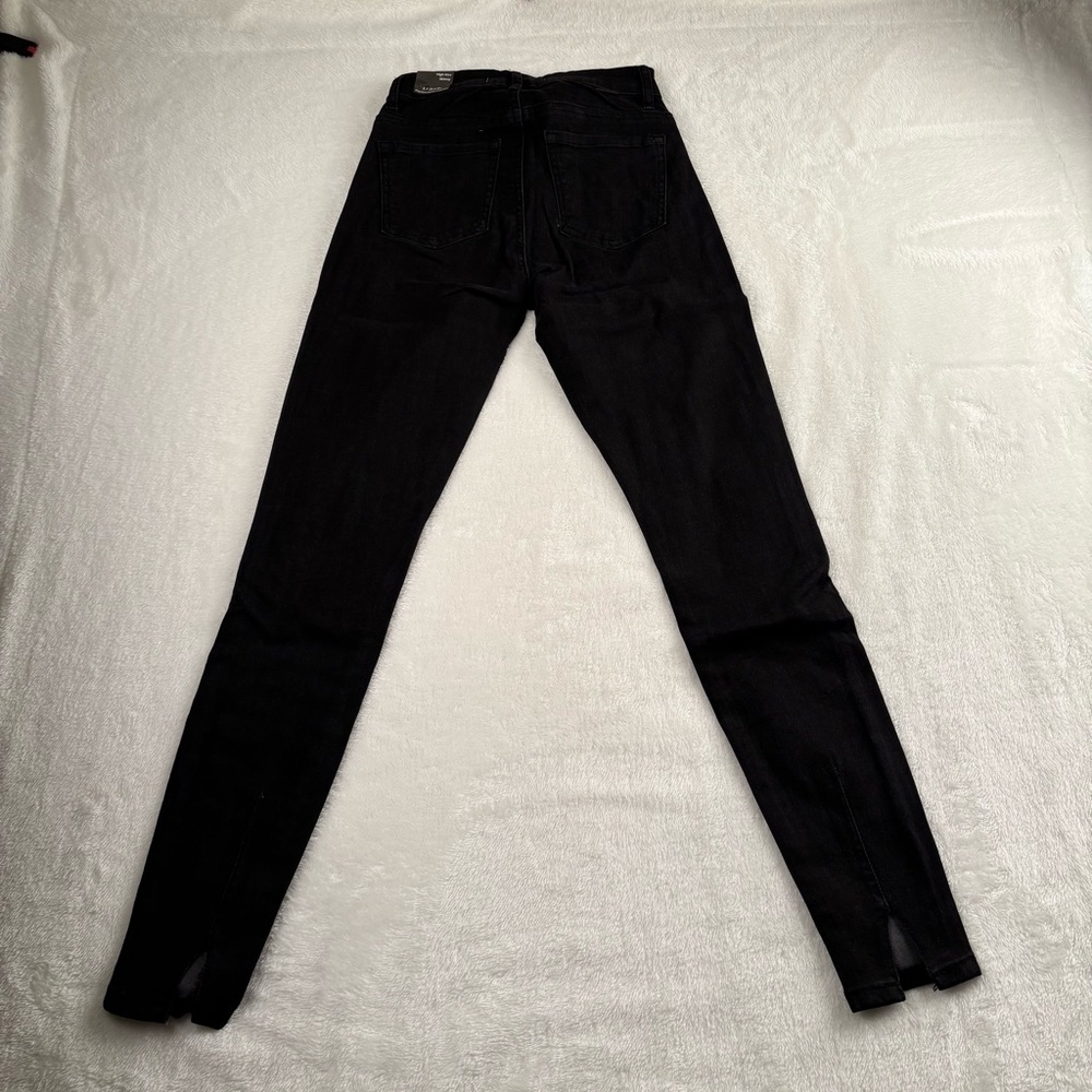 Trash High Rise Skinny Jeans‎ Black Premium Denim Collection Split Hem - Picture 2 of 5